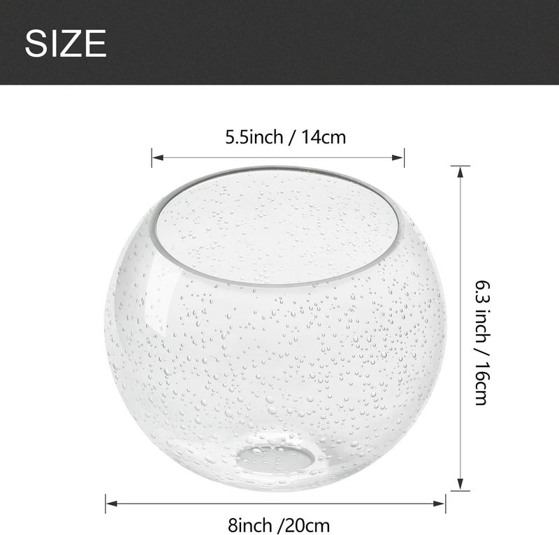 BinoBro Fixture Replacement Globe Shade with 1.65 Inch Fitter, 8 Inch Diameter, E26 Base 1-5/8 Inch Fitter, Glass Lampshade Cover for Pendant Wall Sconce Chandelier Vanity Light (Seeded Clear) - Image 2